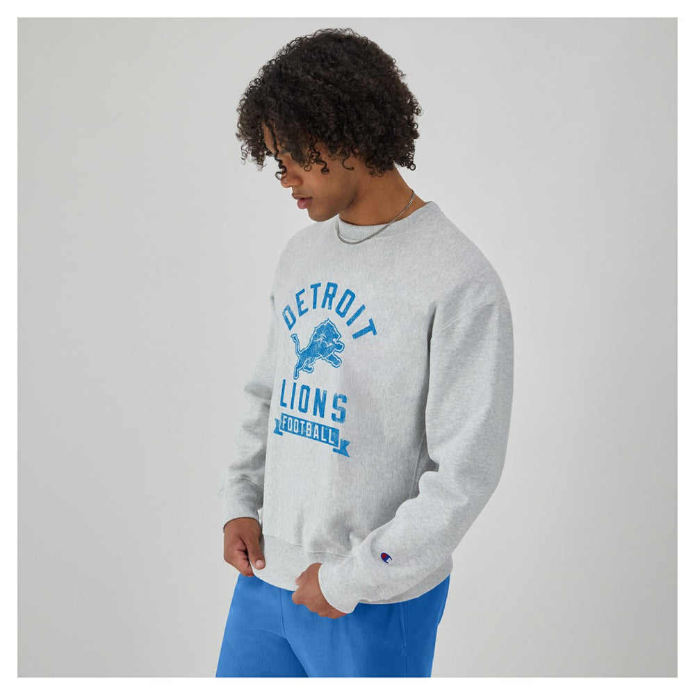 Detroit Lions Champion Reverse Weave Fleece Pullover Sweatshirt Heather Gray