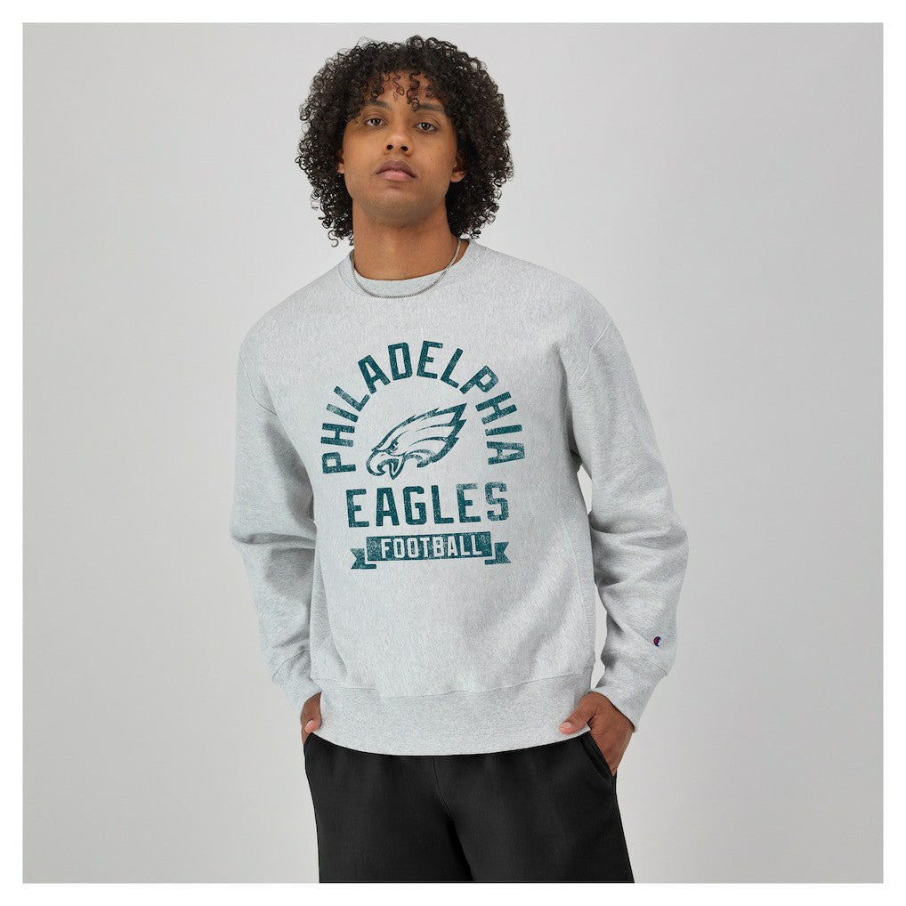 Philadelphia Eagles Champion Reverse Weave Fleece Pullover Sweatshirt Heather Gray