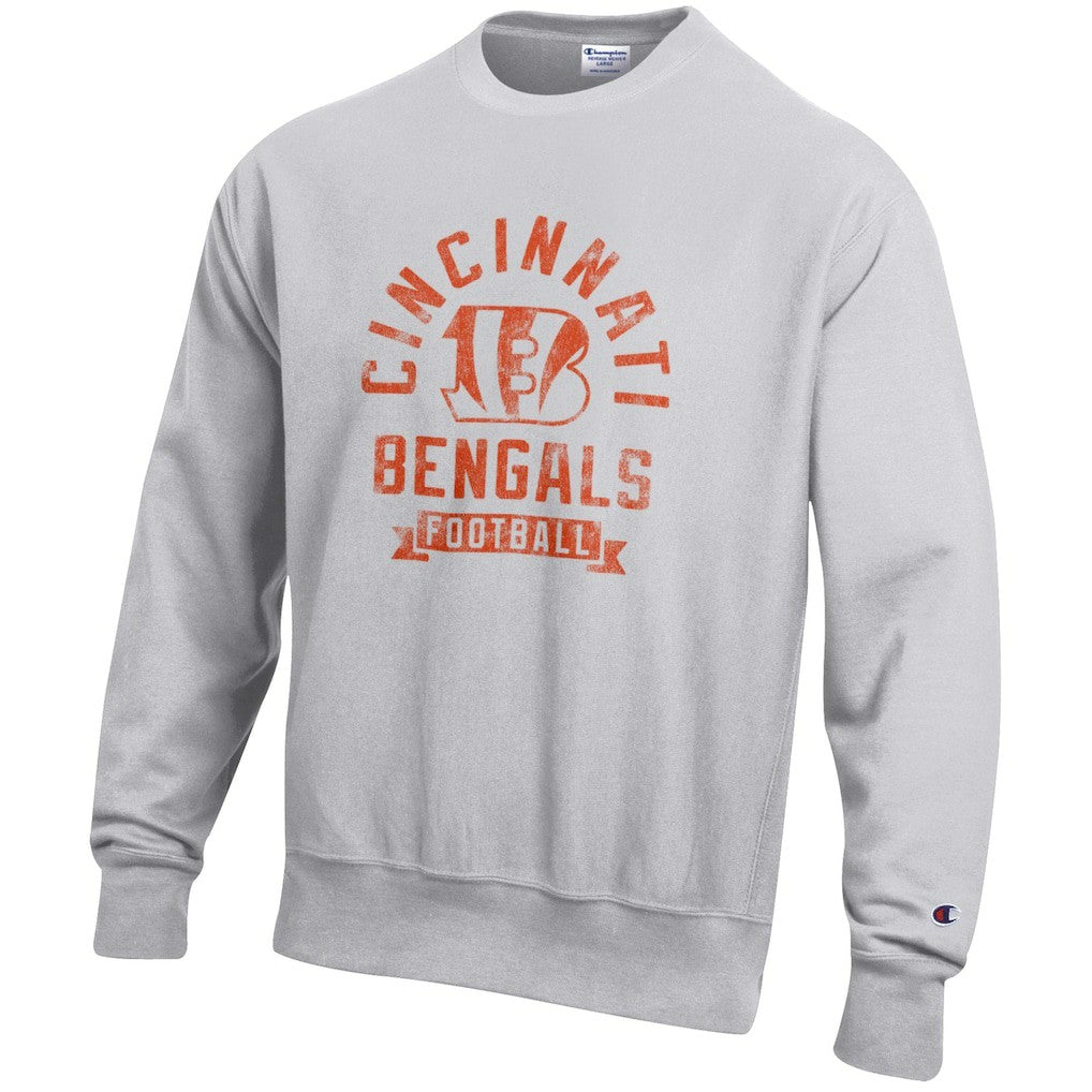Cincinnati Bengals Champion Reverse Weave Fleece Pullover Sweatshirt Heather Gray