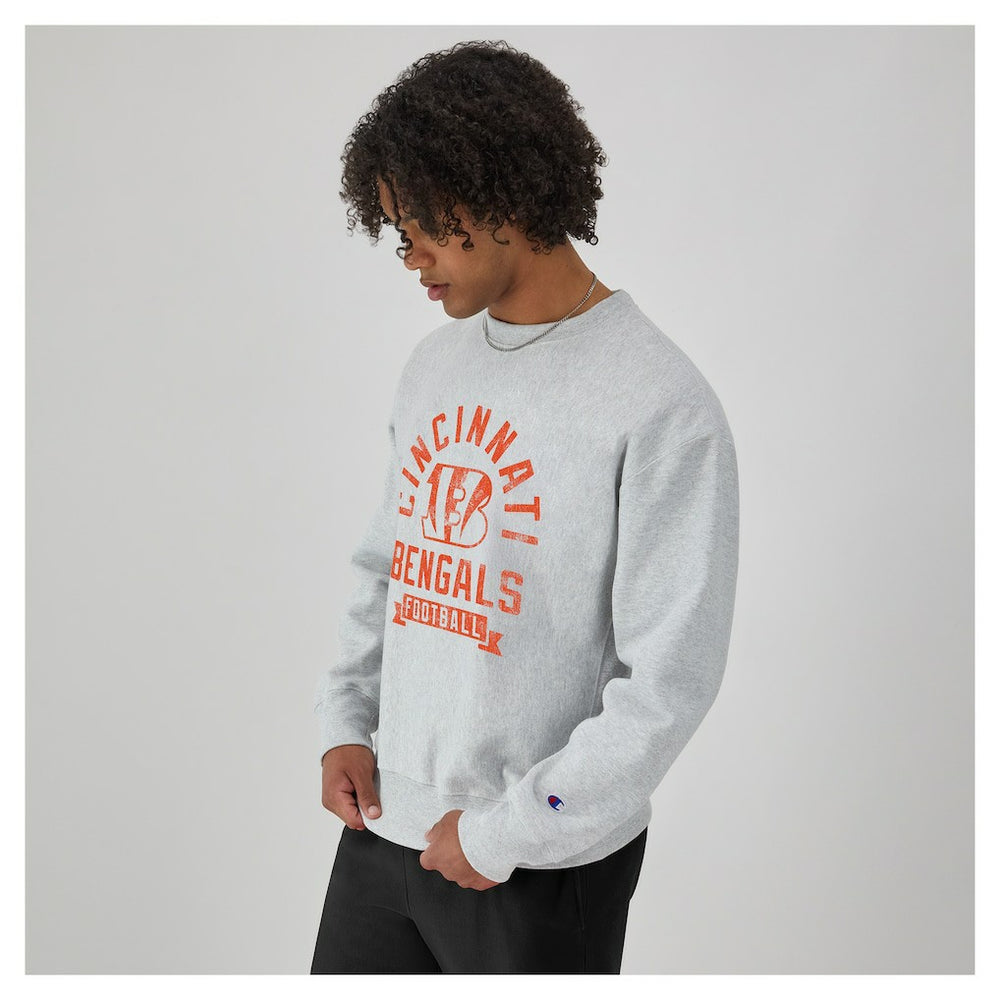 Cincinnati Bengals Champion Reverse Weave Fleece Pullover Sweatshirt Heather Gray