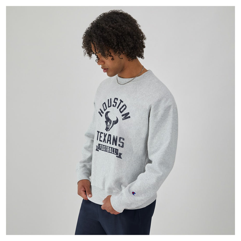 Houston Texans Champion Reverse Weave Fleece Pullover Sweatshirt Heather Gray