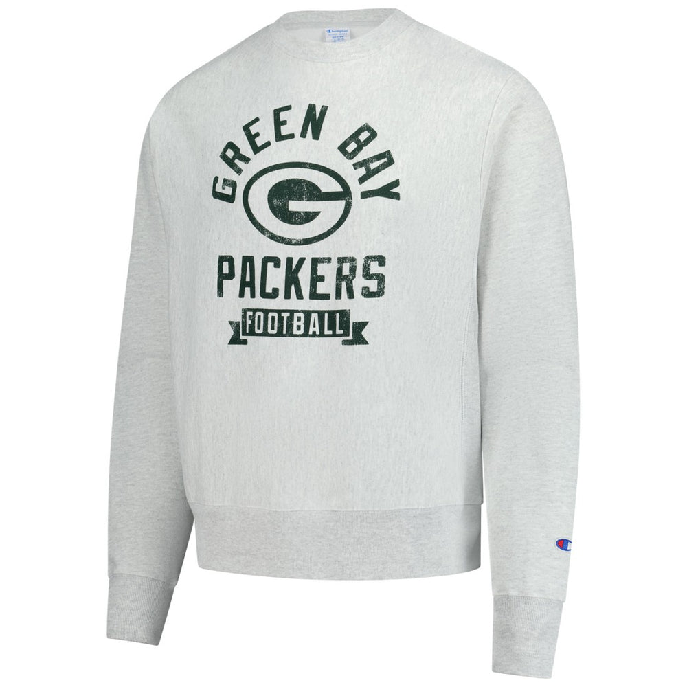 Green Bay Packers Champion Reverse Weave Fleece Pullover Sweatshirt Heather Gray