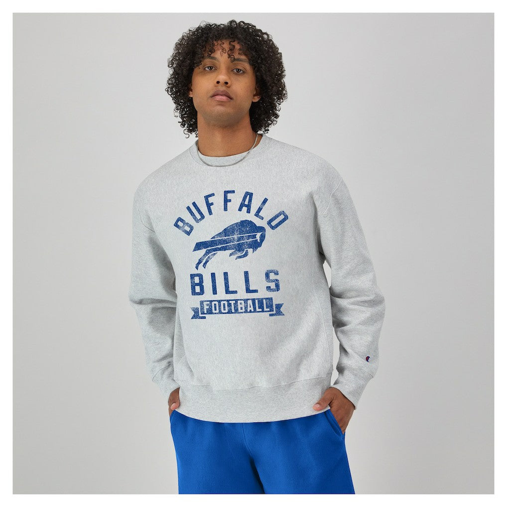 Buffalo Bills Champion Reverse Weave Fleece Pullover Sweatshirt Heather Gray