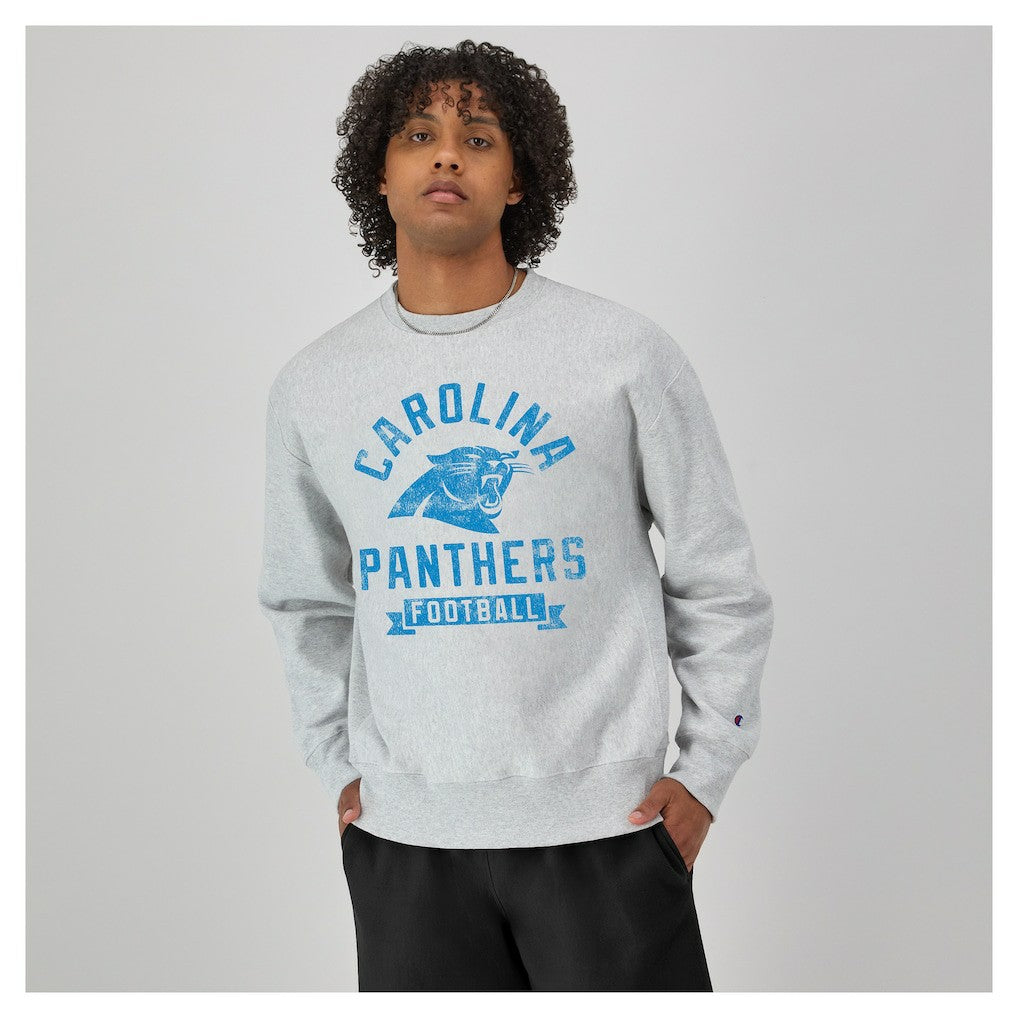 Carolina Panthers Champion Reverse Weave Fleece Pullover Sweatshirt Heather Gray