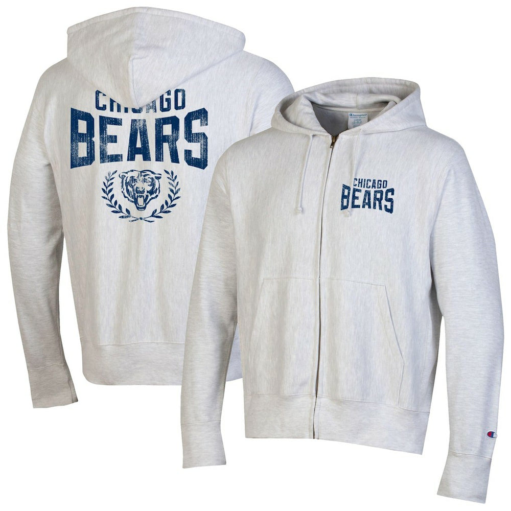 Chicago Bears Champion Reverse Weave Full-Zip Hoodie Heather Gray