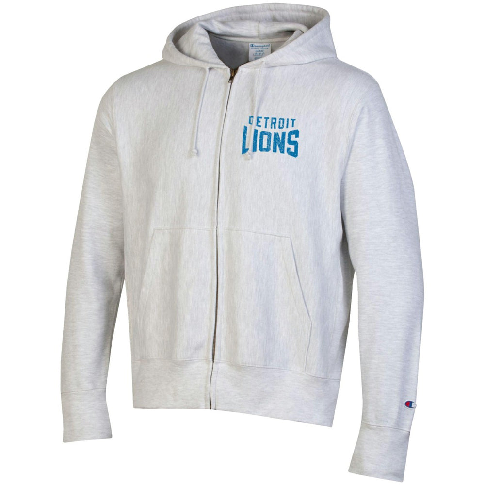 Detroit Lions Champion Reverse Weave Full-Zip Hoodie Heather Gray