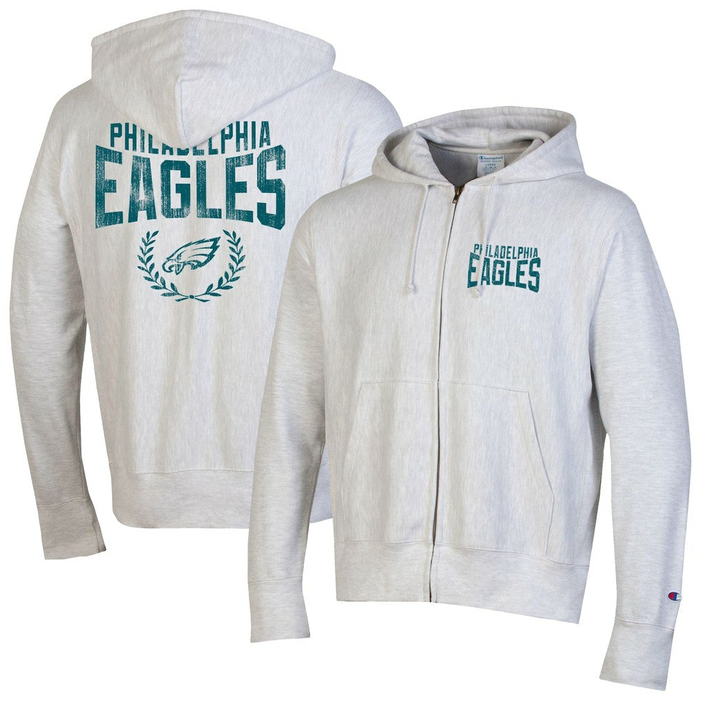 Philadelphia Eagles Champion Reverse Weave Full-Zip Hoodie Heather Gray