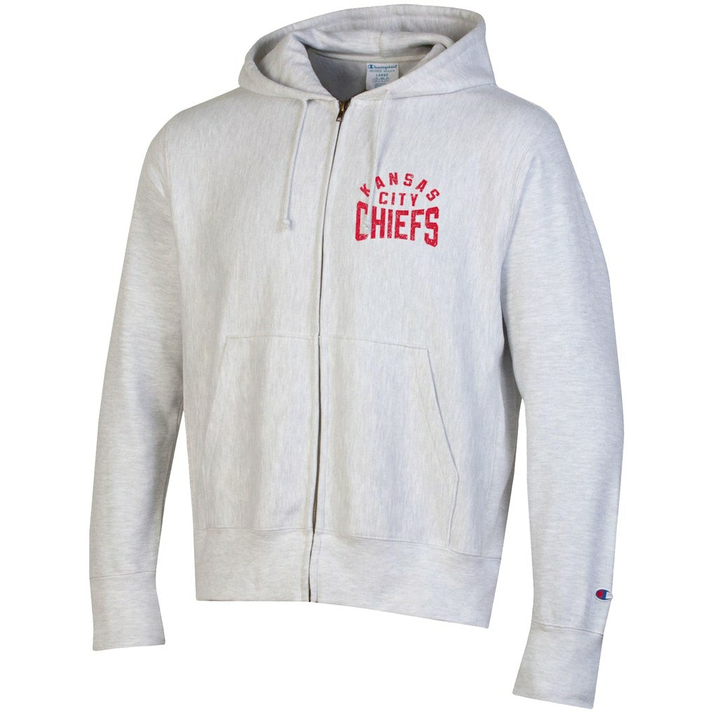 Kansas City Chiefs Champion Reverse Weave Full-Zip Hoodie Heather Gray