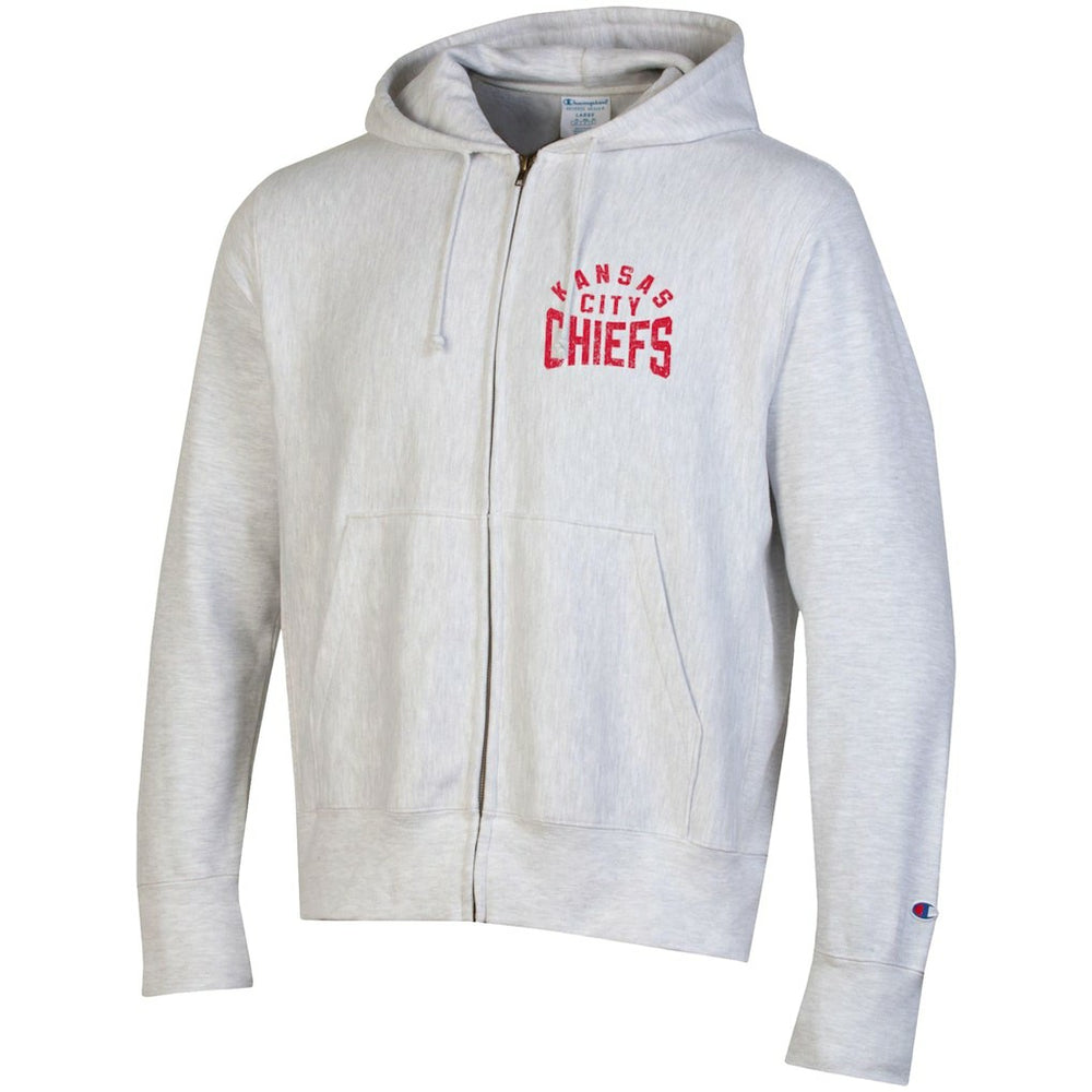 Kansas City Chiefs Champion Reverse Weave Full-Zip Hoodie Heather Gray