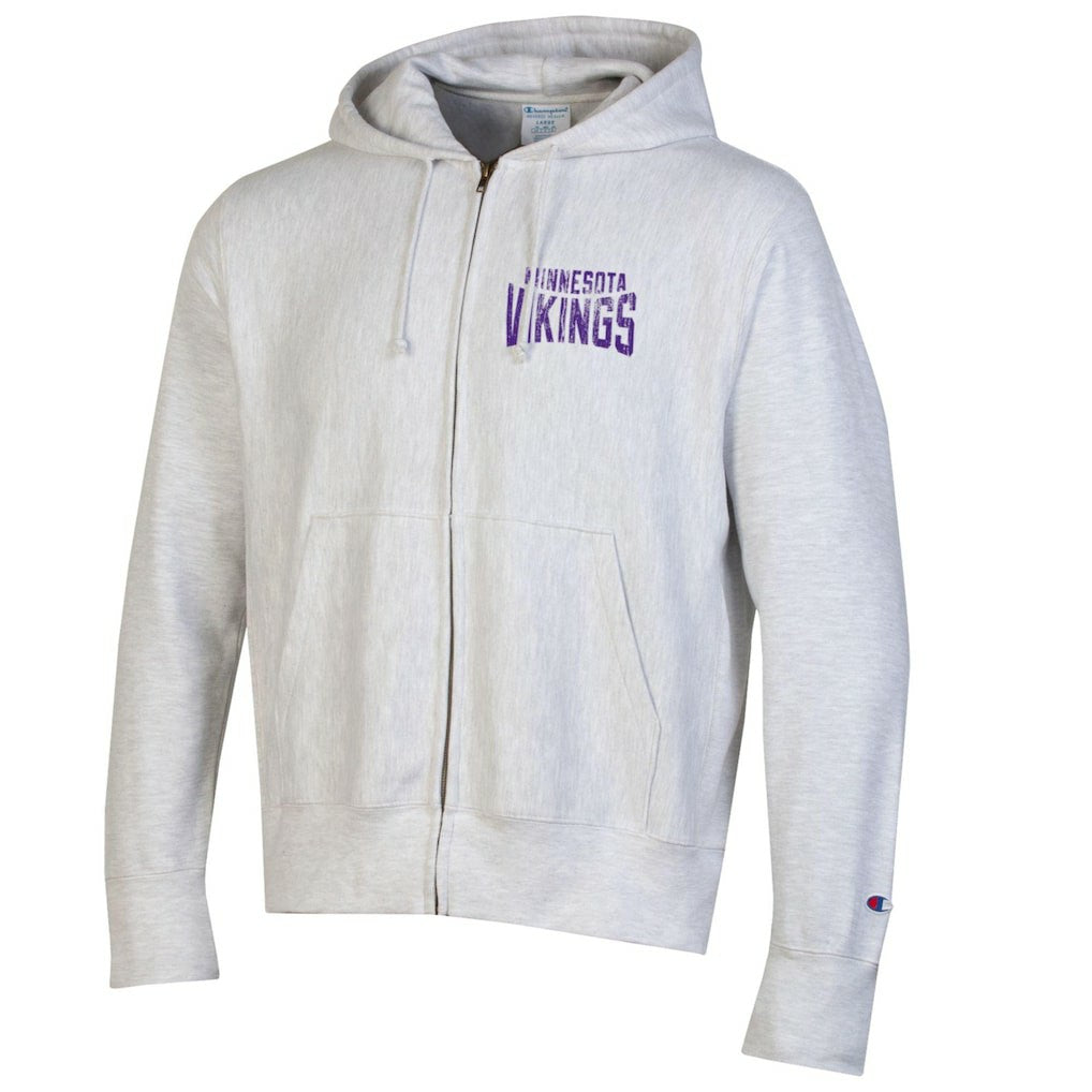 Minnesota Vikings Champion Reverse Weave Full-Zip Hoodie Heather Gray