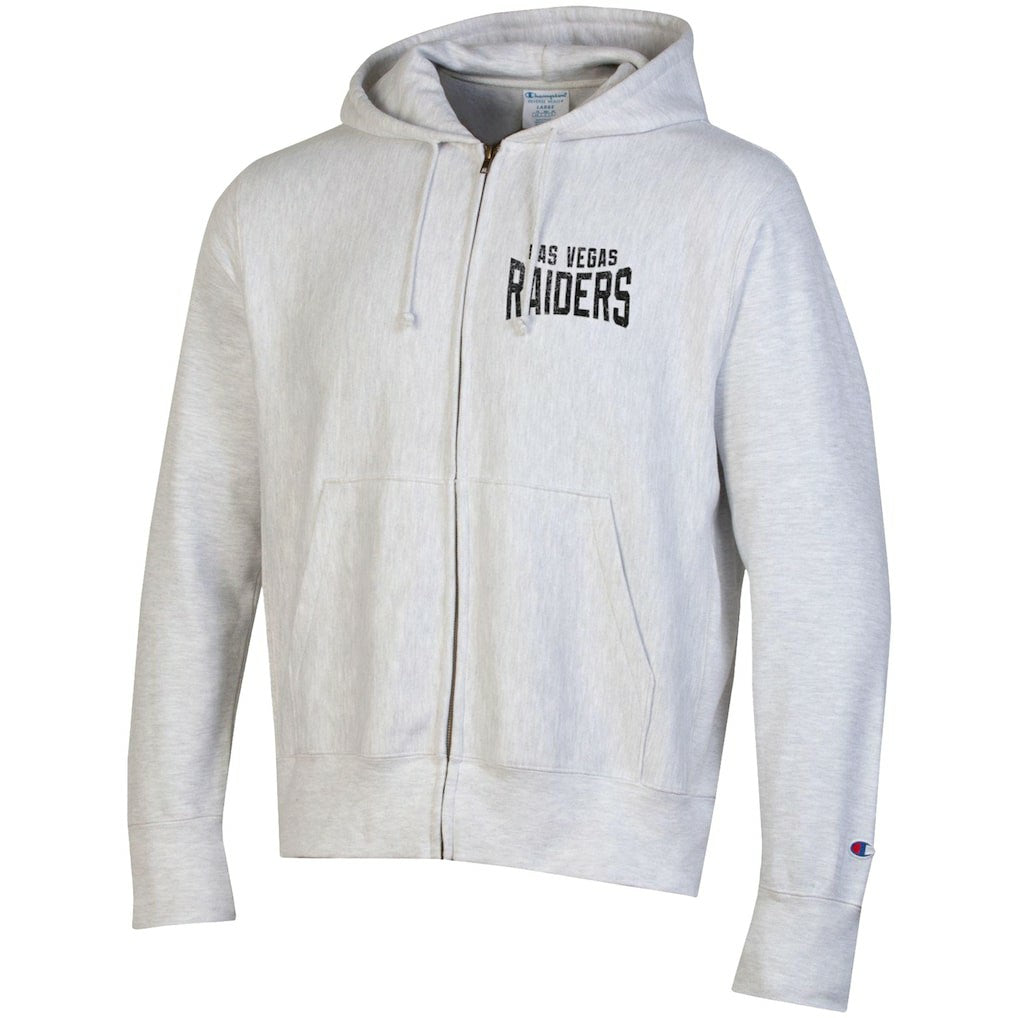 Las Vegas Raiders Champion Reverse Weave Full-Zip Hoodie Heather Gray