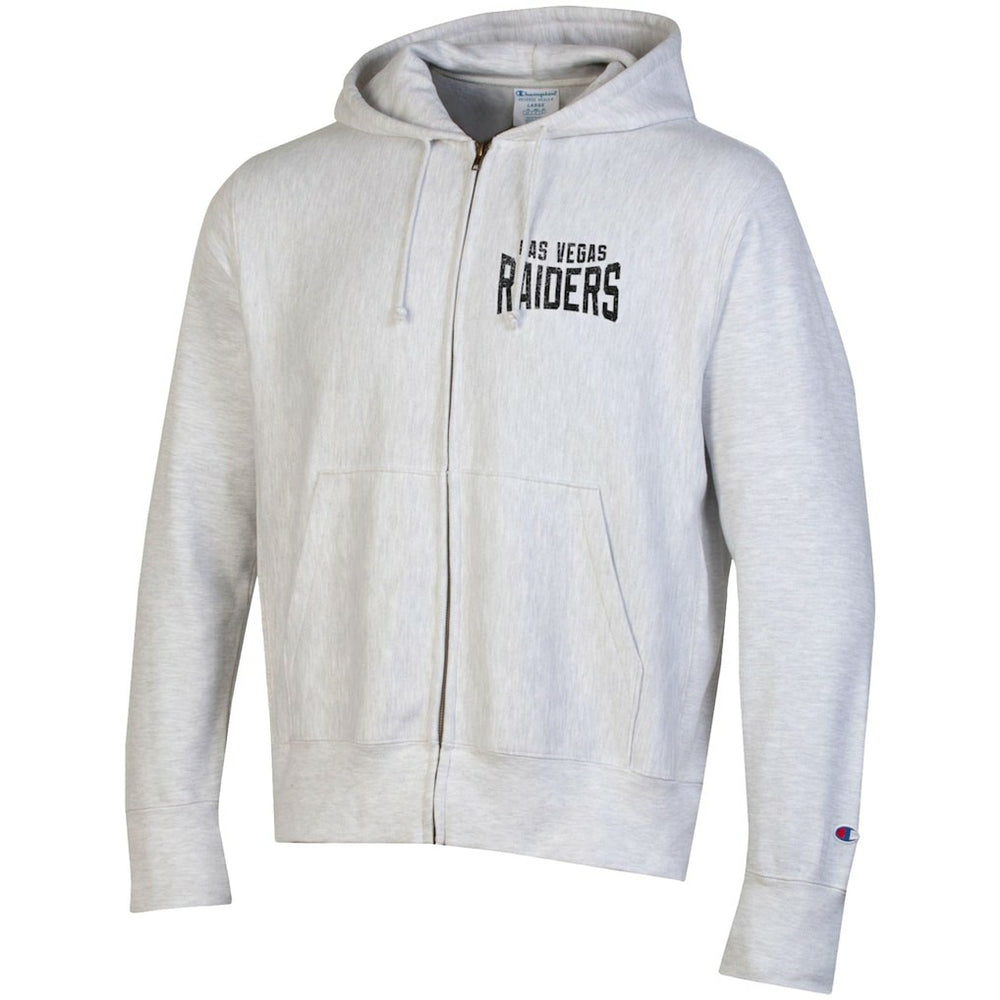 Las Vegas Raiders Champion Reverse Weave Full-Zip Hoodie Heather Gray