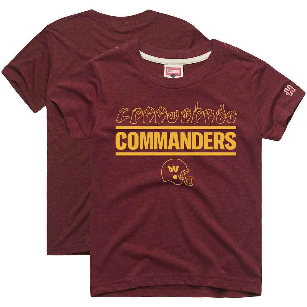 Washington Commanders Homage Youth Love Sign x ASL 2.0 Tri-Blend T-Shirt Burgundy