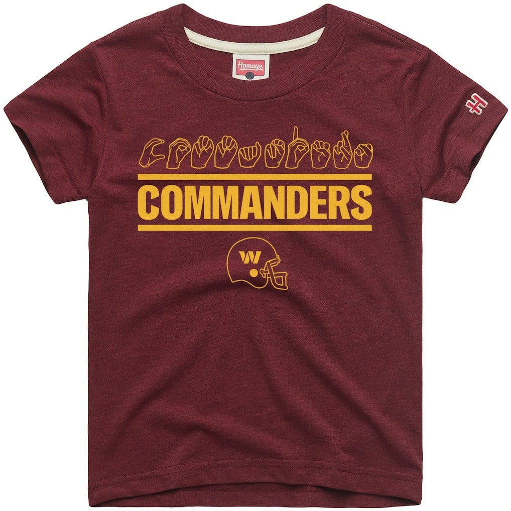 Washington Commanders Homage Youth Love Sign x ASL 2.0 Tri-Blend T-Shirt Burgundy