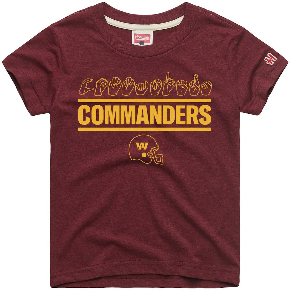 Washington Commanders Homage Youth Love Sign x ASL 2.0 Tri-Blend T-Shirt Burgundy