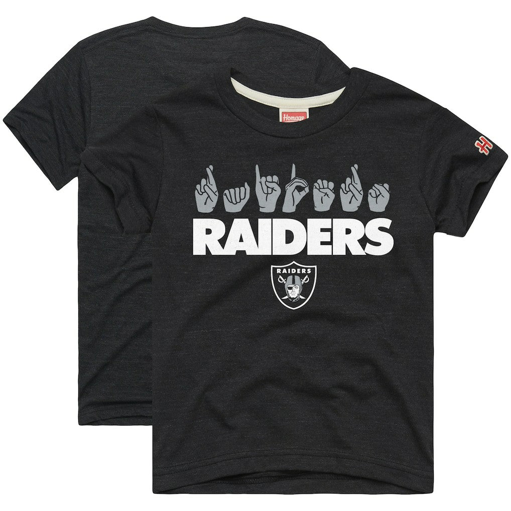 Las Vegas Raiders Homage Youth Love Sign x ASL 2.0 Tri-Blend T-Shirt Charcoal