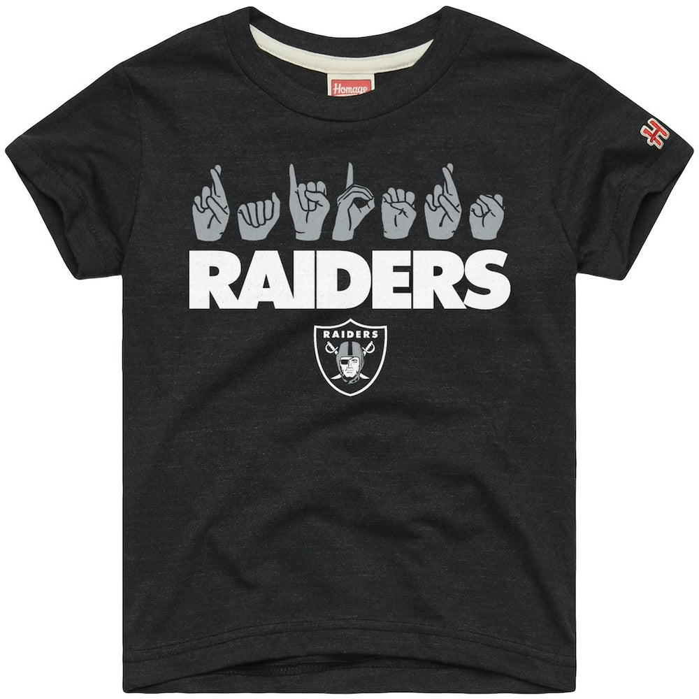 Las Vegas Raiders Homage Youth Love Sign x ASL 2.0 Tri-Blend T-Shirt Charcoal