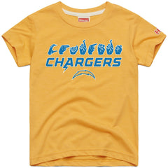 Los Angeles Chargers Homage Youth Love Sign x ASL 2.0 Tri-Blend T-Shirt Gold