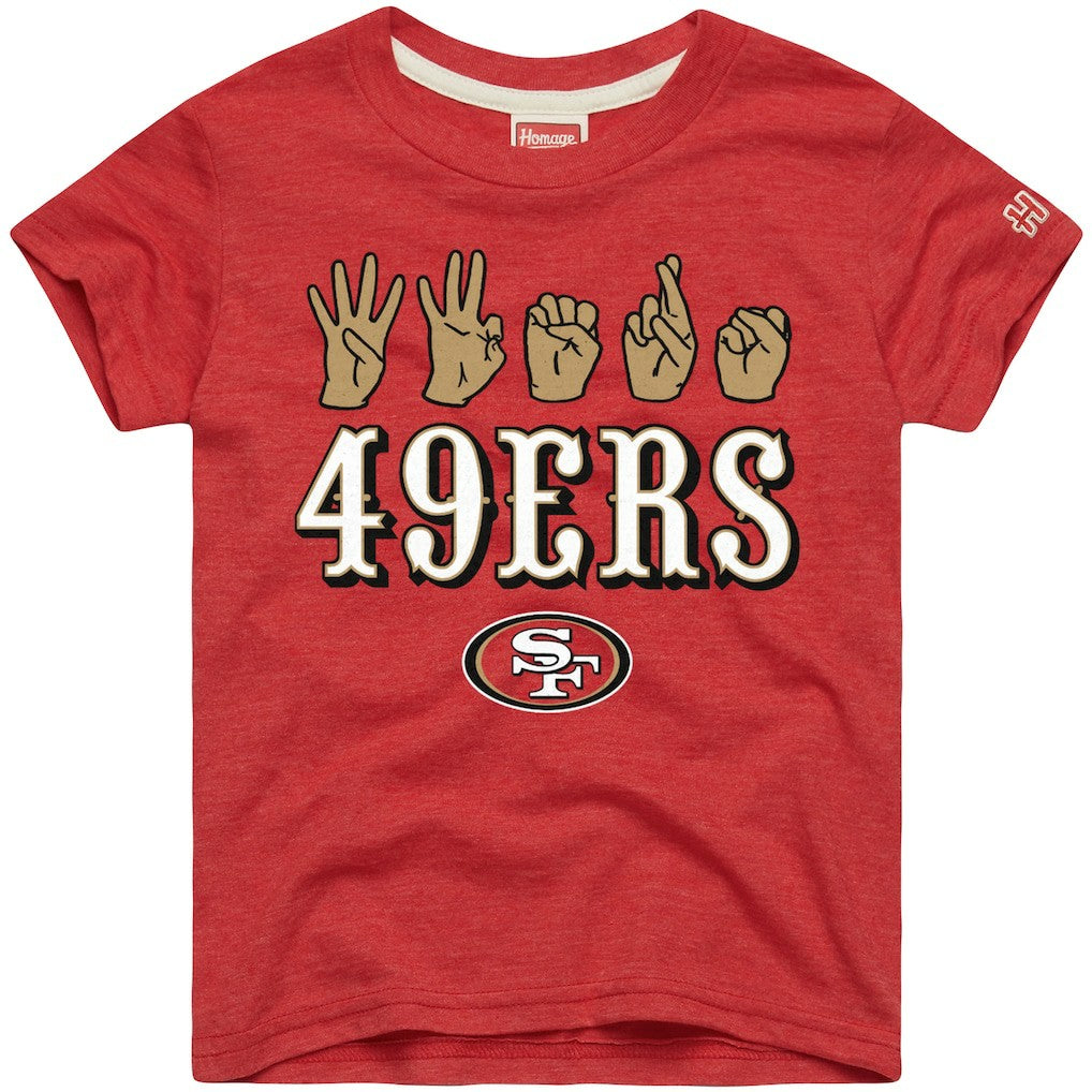 San Francisco 49ers Homage Youth Love Sign x ASL 2.0 Tri-Blend T-Shirt Scarlet