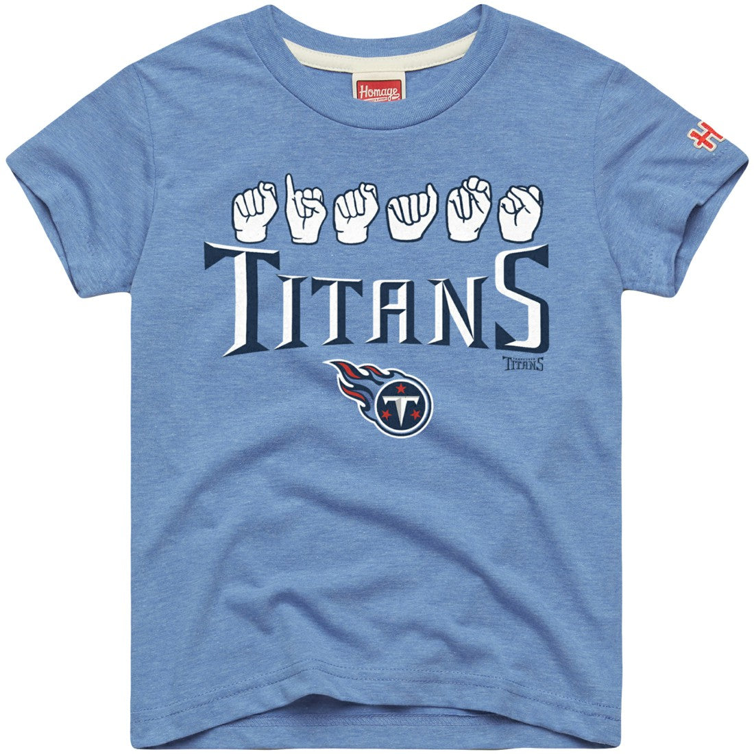 Tennessee Titans Homage Youth Love Sign x ASL 2.0 Tri-Blend T-Shirt Light Blue