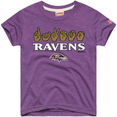 Baltimore Ravens Homage Youth Love Sign x ASL 2.0 Tri-Blend T-Shirt Purple