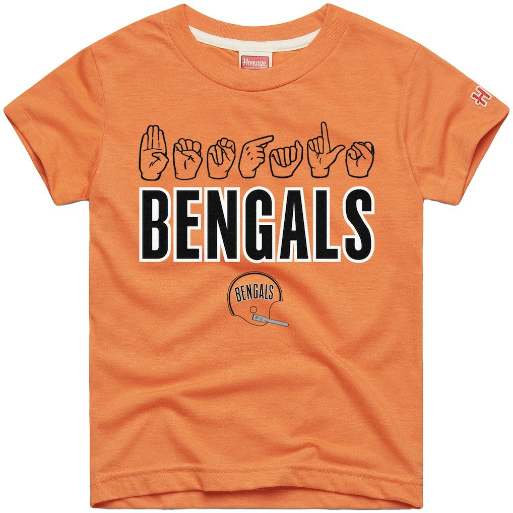 Cincinnati Bengals Homage Youth Love Sign x ASL 2.0 Tri-Blend T-Shirt Orange