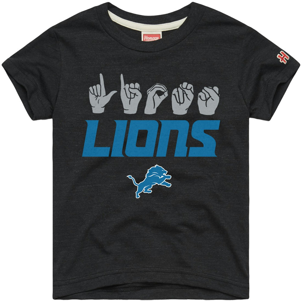 Detroit Lions Homage Youth Love Sign x ASL 2.0 Tri-Blend T-Shirt Charcoal