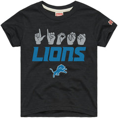 Detroit Lions Homage Youth Love Sign x ASL 2.0 Tri-Blend T-Shirt Charcoal