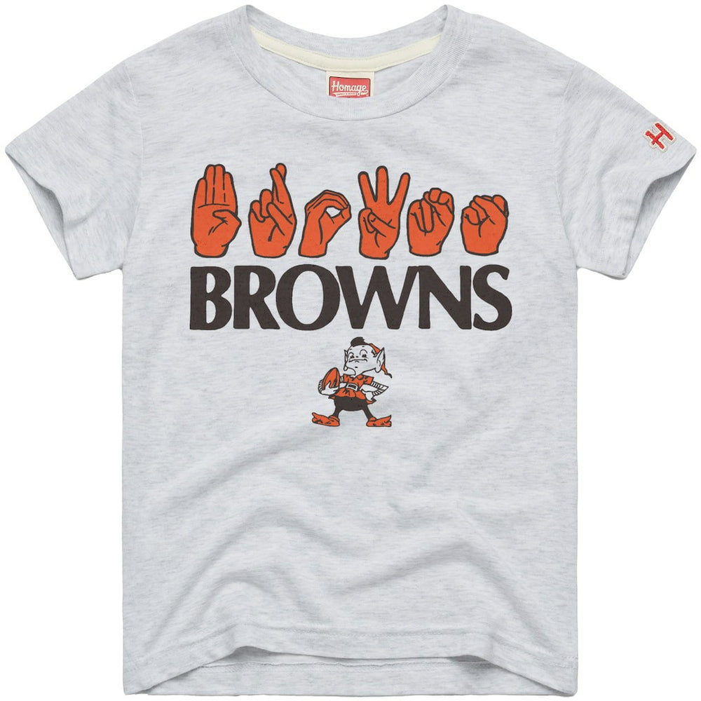 Cleveland Browns Homage Youth Love Sign x ASL 2.0 Tri-Blend T-Shirt Ash