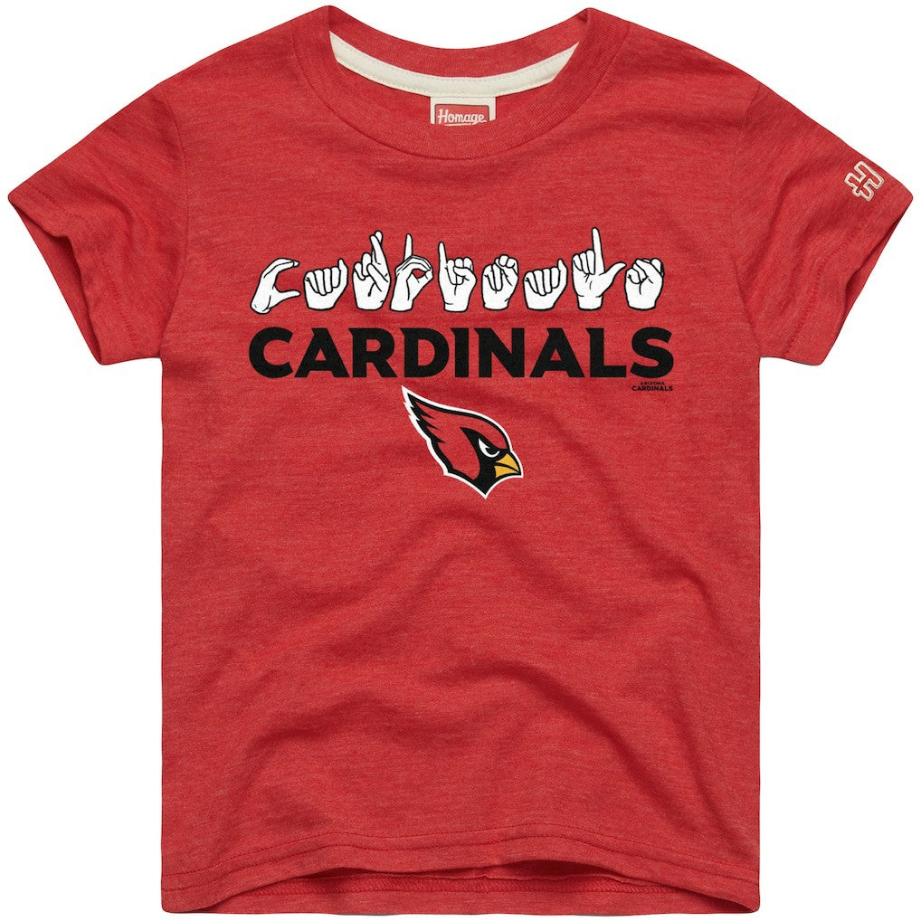 Arizona Cardinals Homage Youth Love Sign x ASL 2.0 Tri-Blend T-Shirt Cardinal