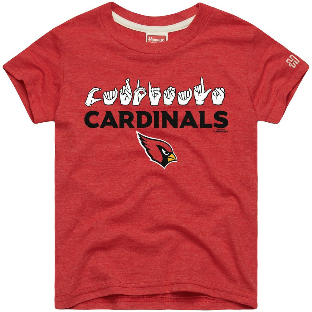 Arizona Cardinals Homage Youth Love Sign x ASL 2.0 Tri-Blend T-Shirt Cardinal