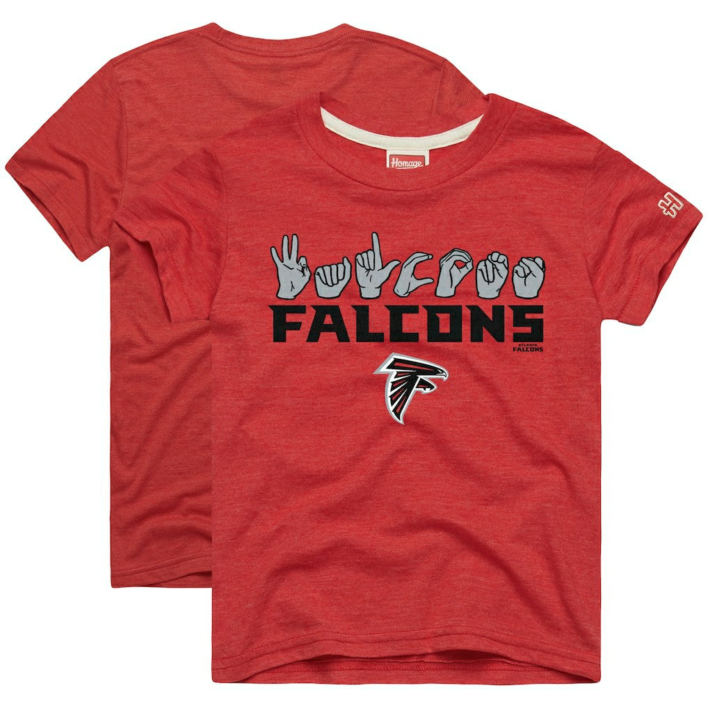Atlanta Falcons Homage Youth Love Sign x ASL 2.0 Tri-Blend T-Shirt Red