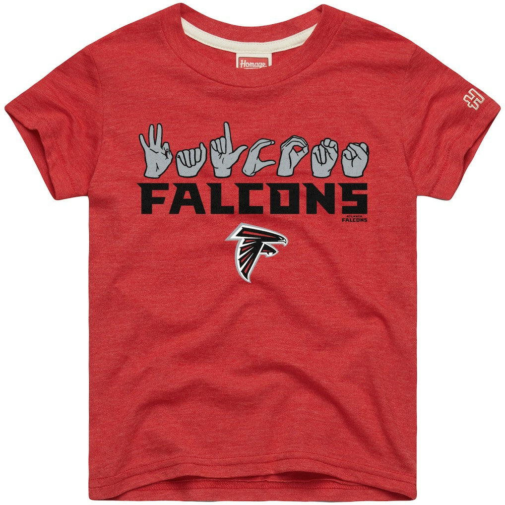 Atlanta Falcons Homage Youth Love Sign x ASL 2.0 Tri-Blend T-Shirt Red