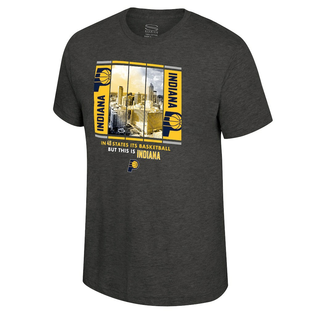 Indiana Pacers Stadium Essentials Unisex Skyline Boxout T-Shirt Charcoal