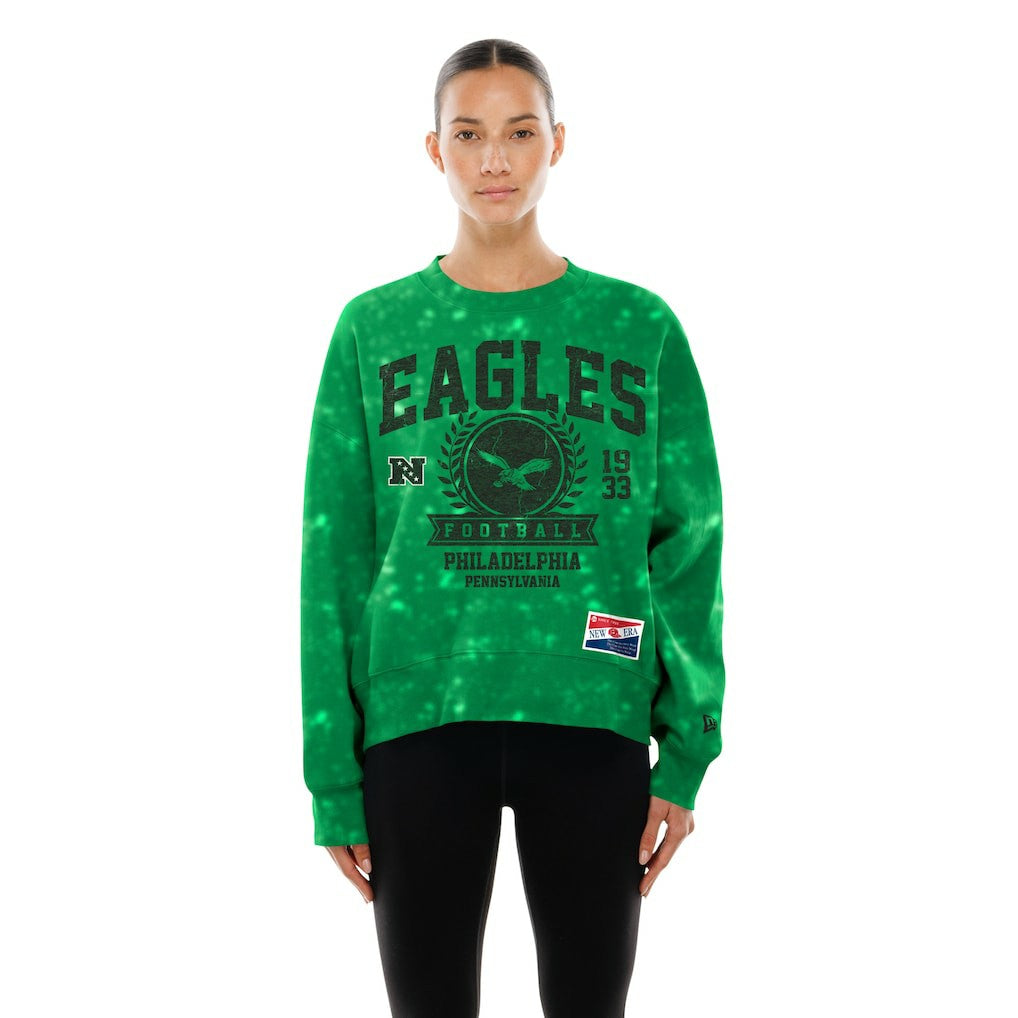 Philadelphia Eagles New Era Women's Throwback Oversized Boxy Sweatshirt Kelly Green