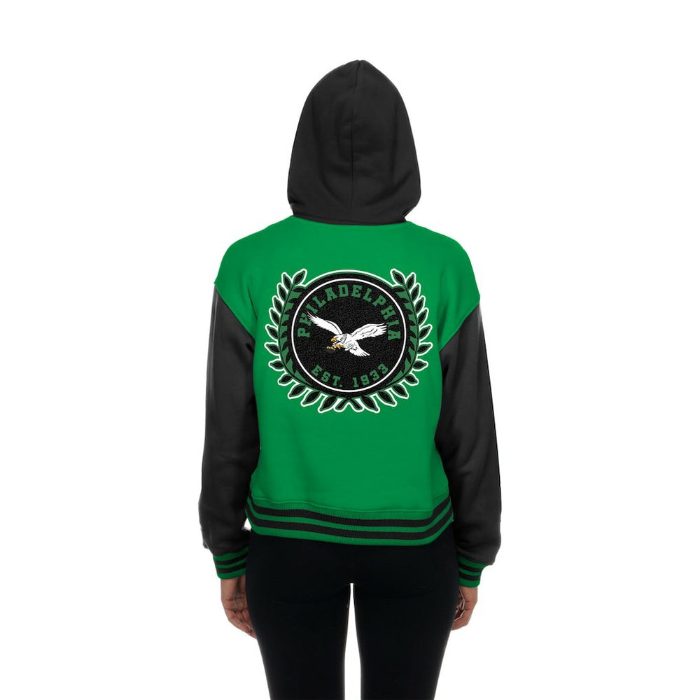 Philadelphia Eagles New Era Women's Throwback Full-Snap Hooded Jacket Kelly Green