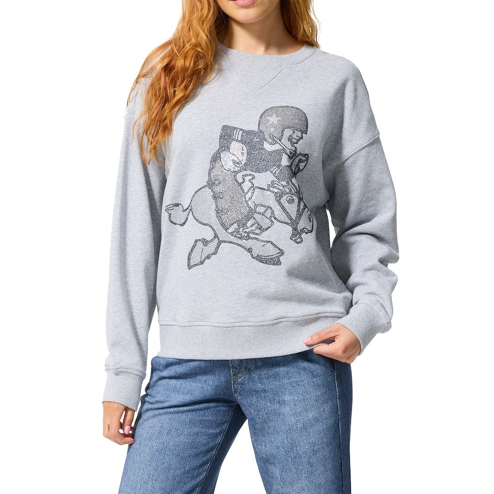 Dallas Cowboys Terez Women's Retro Gems Fleece Crewneck Sweatshirt Gray