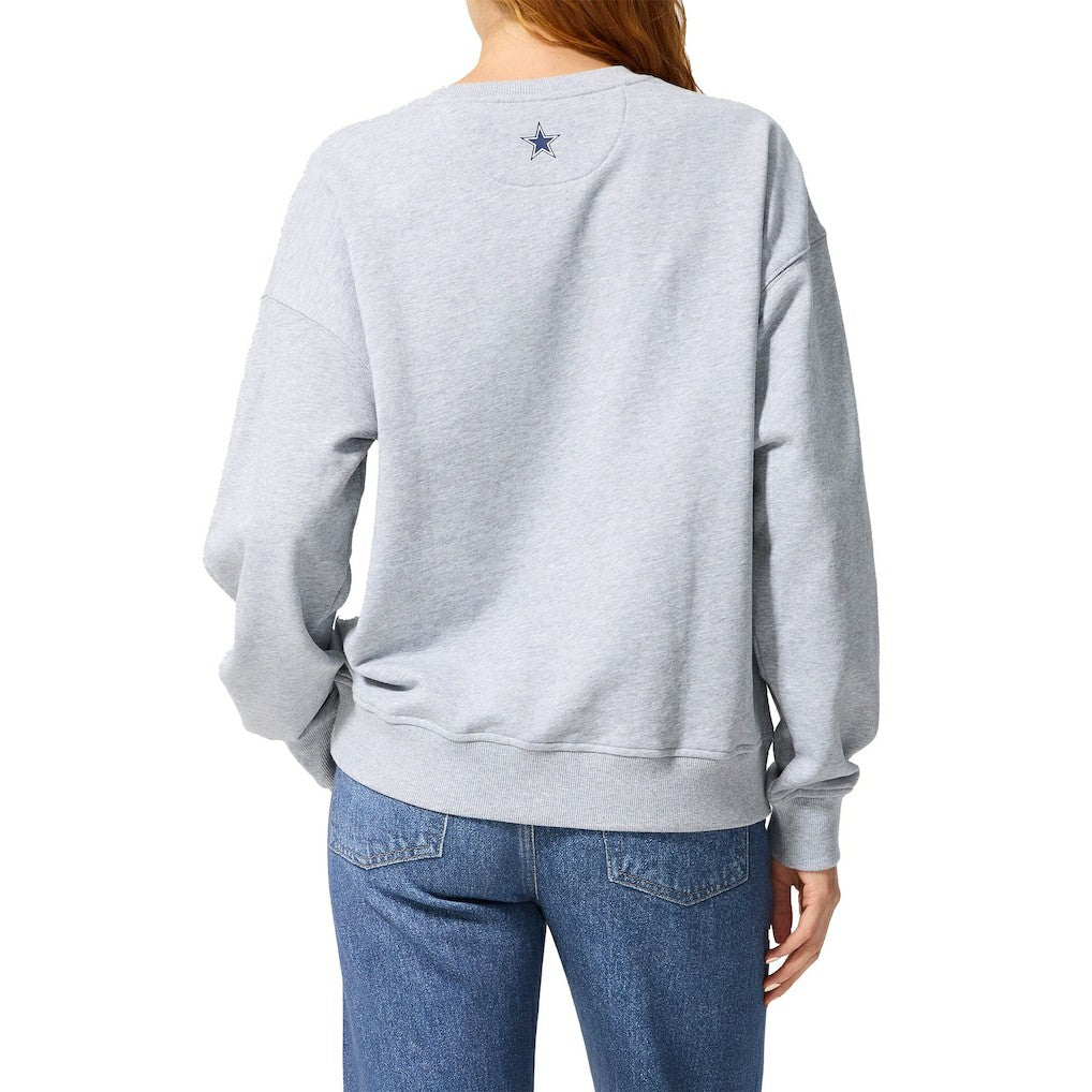Dallas Cowboys Terez Women's Retro Gems Fleece Crewneck Sweatshirt Gray
