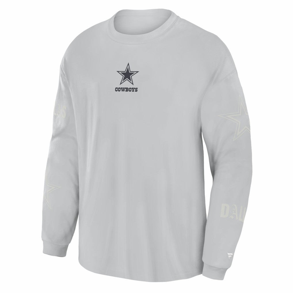 Dallas Cowboys Oversized Type Play Long Sleeve T-Shirt Gray
