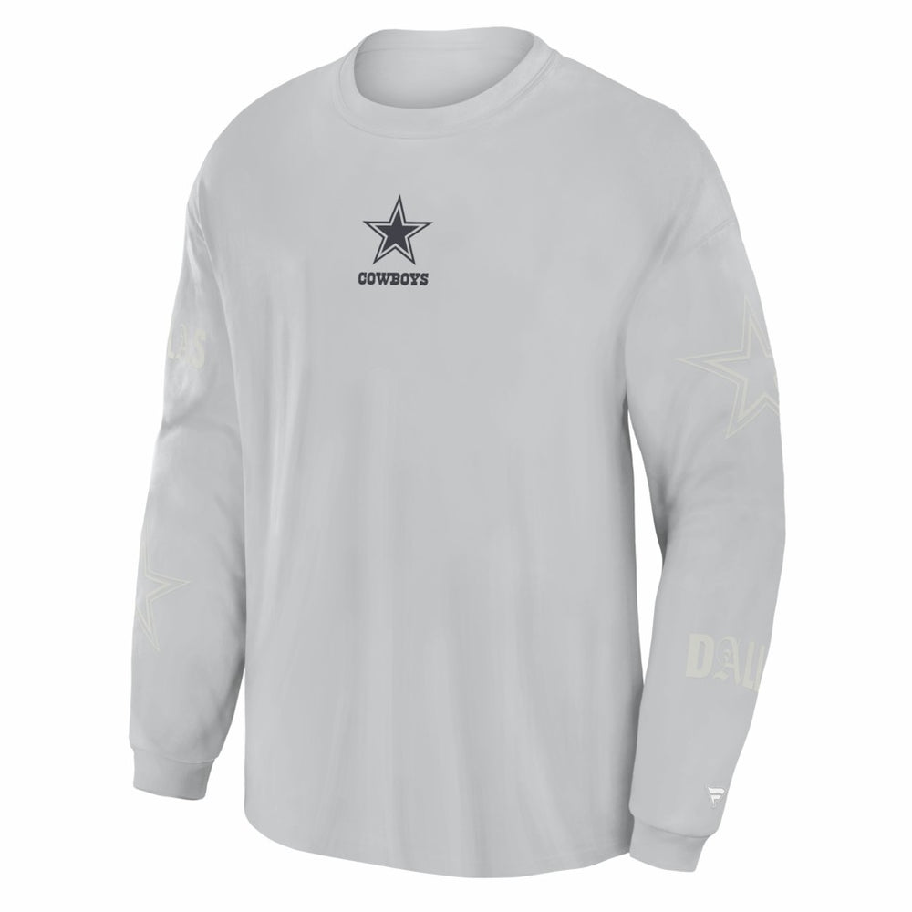 Dallas Cowboys Oversized Type Play Long Sleeve T-Shirt Gray