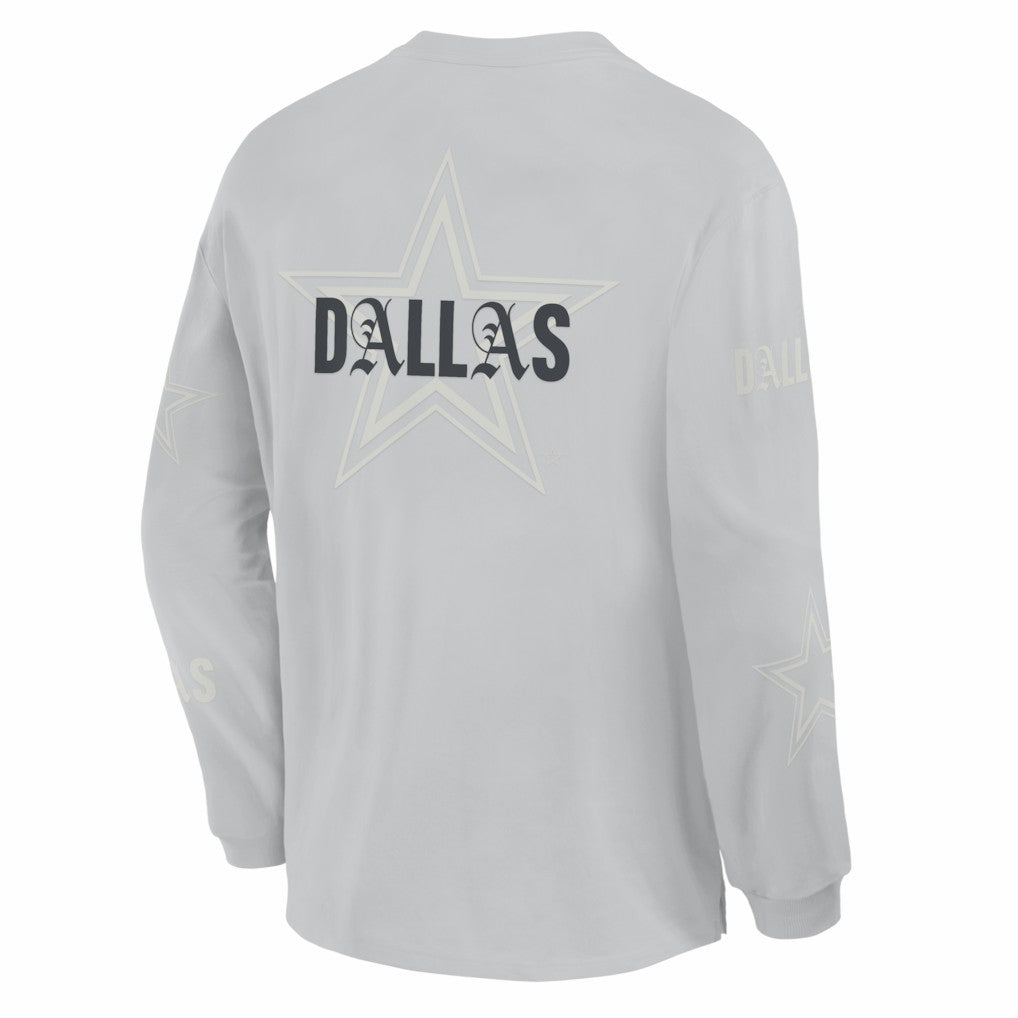 Dallas Cowboys Oversized Type Play Long Sleeve T-Shirt Gray