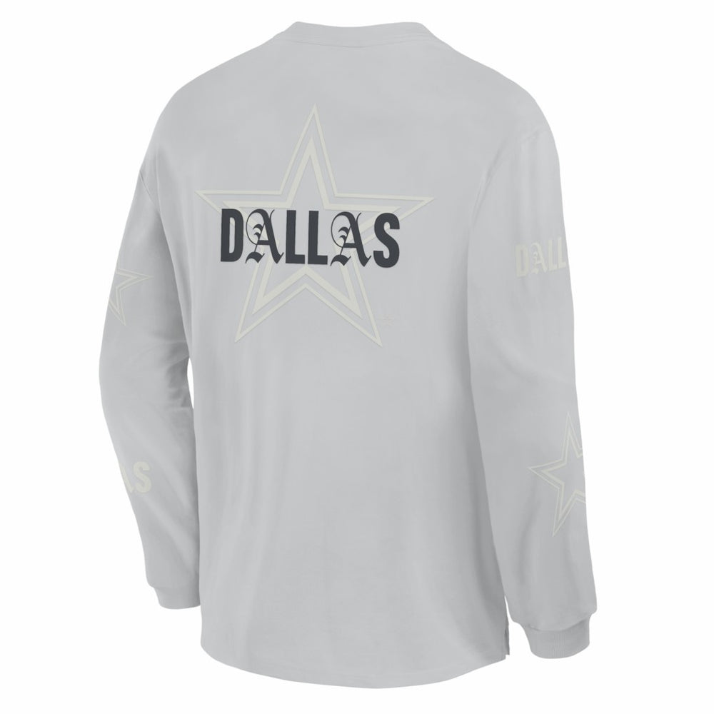 Dallas Cowboys Oversized Type Play Long Sleeve T-Shirt Gray