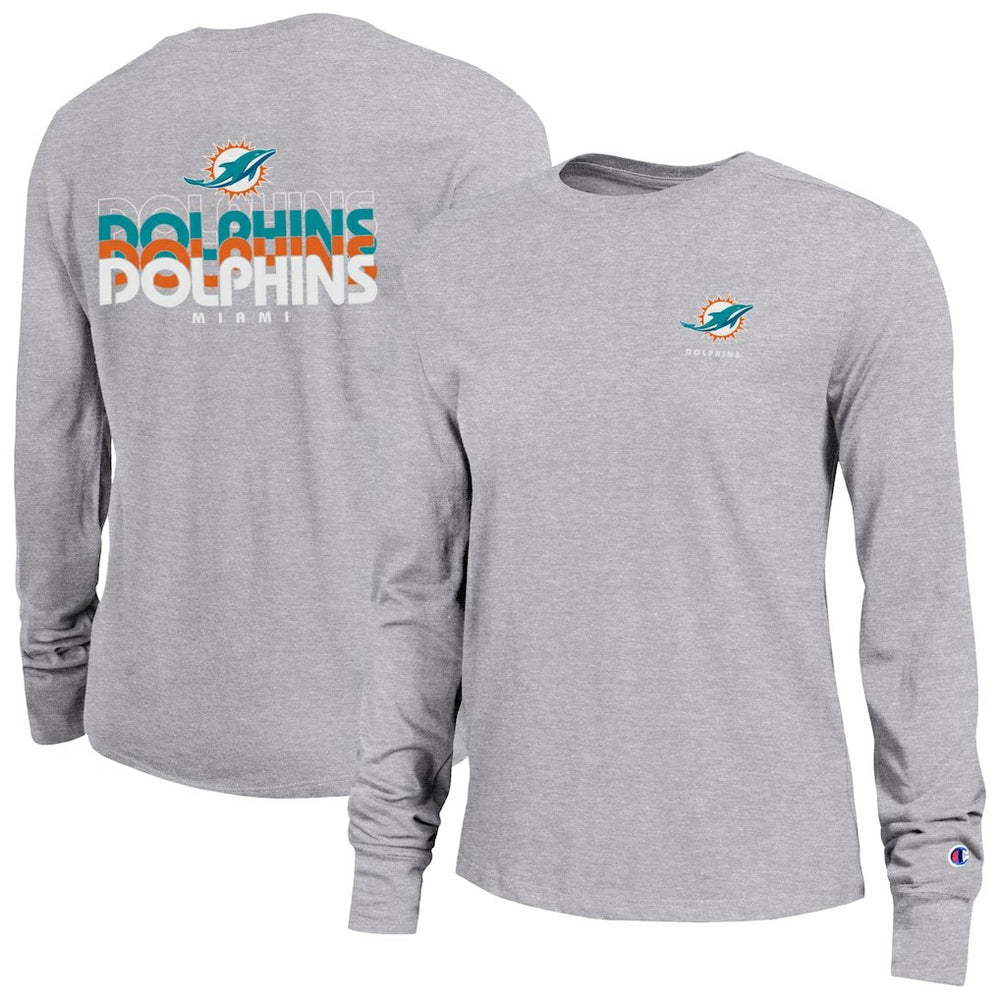 Miami Dolphins Champion Women's Core Long-Sleeve T-Shirt Heather Gray
