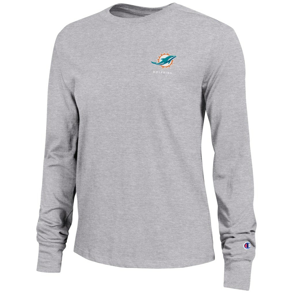 Miami Dolphins Champion Women's Core Long-Sleeve T-Shirt Heather Gray