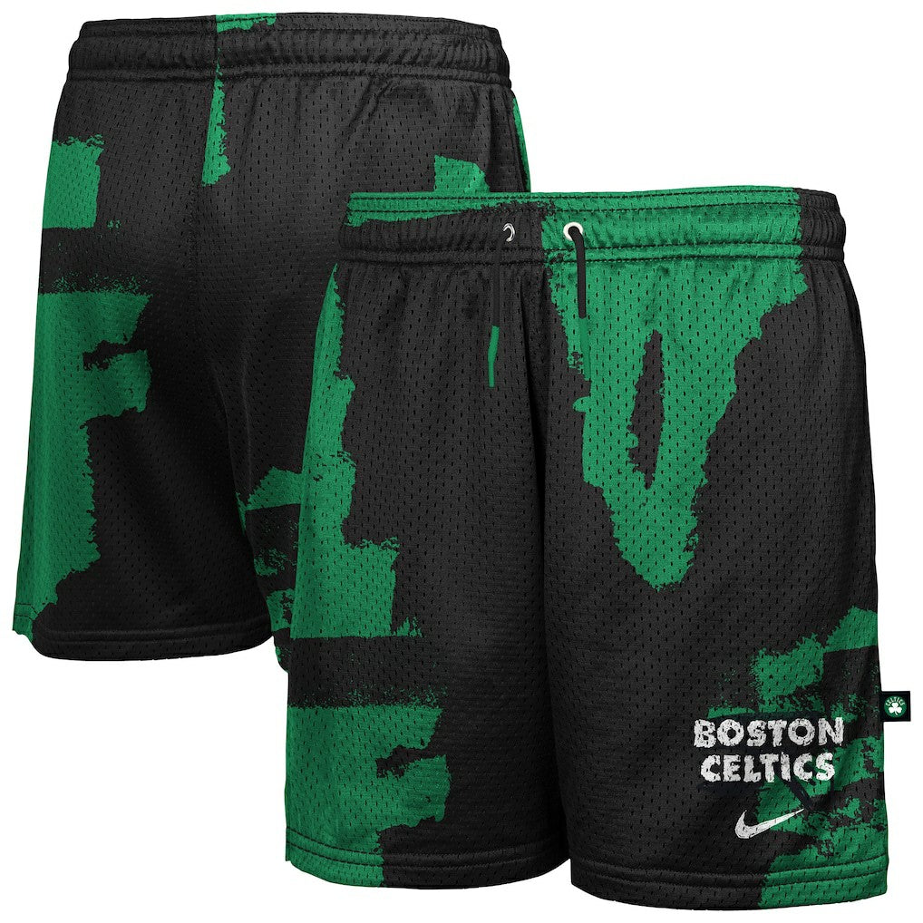 Boston Celtics Youth Courtside Pro Shot Dri-FIT Mesh Practice Shorts Black/Kelly Green