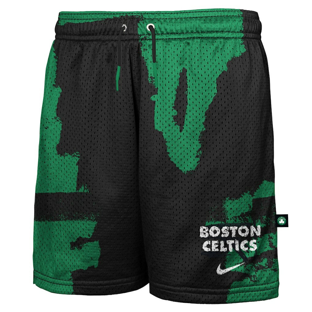 Boston Celtics Youth Courtside Pro Shot Dri-FIT Mesh Practice Shorts Black/Kelly Green
