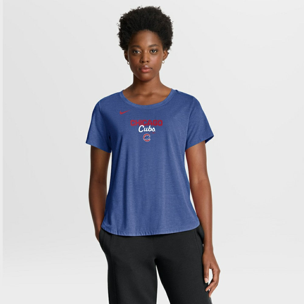 Chicago Cubs Nike Women's Arched Tri-Blend T-Shirt - Heather Royal T-shirts
