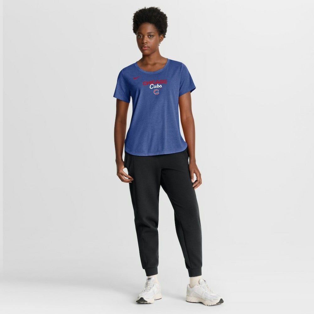 Chicago Cubs Nike Women's Arched Tri-Blend T-Shirt - Heather Royal T-shirts