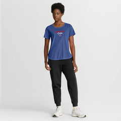 Chicago Cubs Nike Women's Arched Tri-Blend T-Shirt - Heather Royal T-shirts