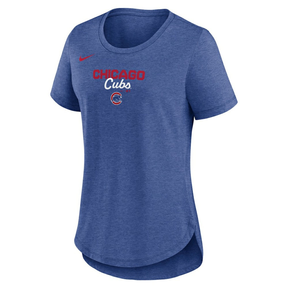 Chicago Cubs Nike Women's Arched Tri-Blend T-Shirt - Heather Royal T-shirts